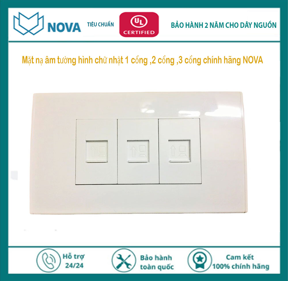 mặt wallplate 1 cổng lắp  âm tường cho nhân mạng, thoại, HDMI, VGA, USB ... chính hãng NOVA